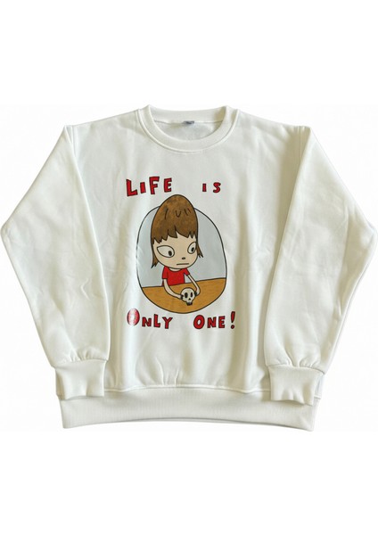 Kadın Bisiklet Yaka Yoshitomo Nara Baskılı Sweatshirt Regular Fit Nefes Alan Baskılı Pamuklu fiyatları