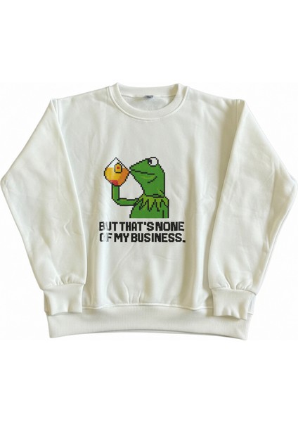 Kadın Bisiklet Yaka Kermit Baskılı Sweatshirt Regular Fit Nefes Alan Baskılı Pamuklu fiyatları