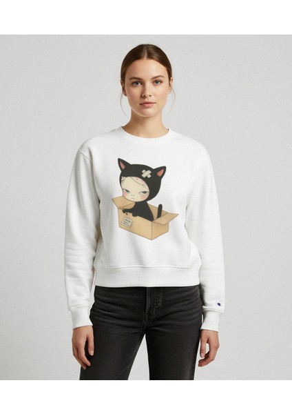 Kadın Bisiklet Yaka Yoshitomo Nara Baskılı Sweatshirt Regular Fit Nefes Alan Baskılı Pamuklu