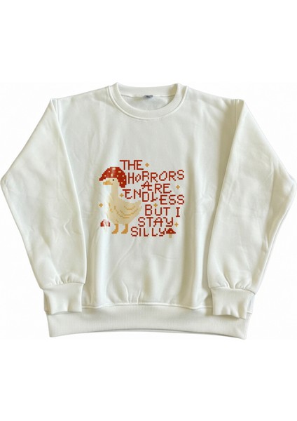 Kadın Bisiklet Yaka Ördek Baskılı Sweatshirt Regular Fit Nefes Alan Baskılı Pamuklu fiyatları