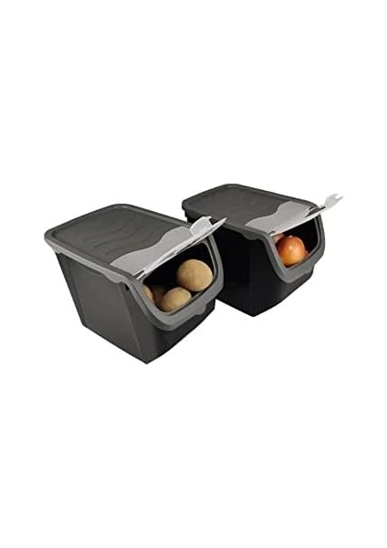 2&apos;li Soğan Patates Saklama Kabı 12 Litre - Gri modelleri