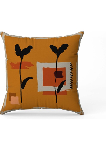 Soyut Bitki Desenli Dijital Baskı Çift Taraf Desenli 2'li Kare Yastık Kırlent Kılıfı modelleri