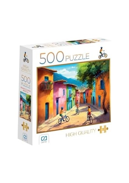 Bisikletli Çocuklar 500 Parça 2,2mm Kalınlık 33X48CM Profesyonel Hobi Puzzle Yapboz Serisi