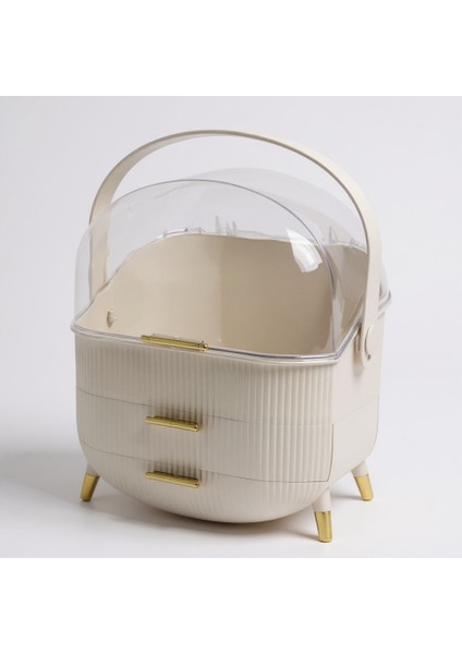 Taşınabilir Lüks Kozmetik ve Takı Organizeri | Şeffaf Kapaklı Çekmeceli Makyaj Saklama Kutusu fırsatları