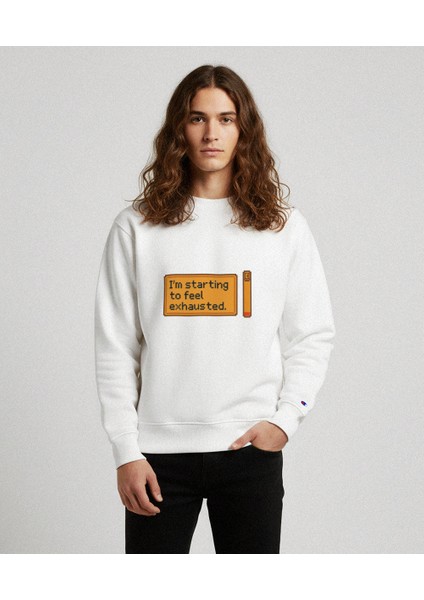 Erkek Bisiklet Yaka Stardew Valley Regular Fit Sweatshirt Nefes Alan Baskılı Pamuklu Rahat