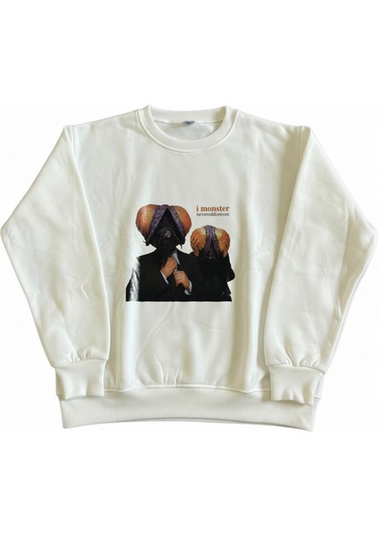 Kadın Bisiklet Yaka I Monster Sweatshirt Regular Fit Nefes Alan Baskılı Pamuklu fiyatları