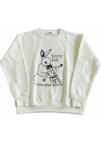 Erkek Bisiklet Yaka Sorry Kid Tavşanı Regular Fit Sweatshirt Nefes Alan Baskılı Pamuklu Rahat fiyatları