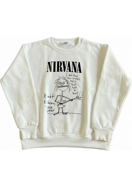 Erkek Bisiklet Yaka Nirvana Regular Fit Sweatshirt Nefes Alan Baskılı Pamuklu Rahat fiyatları