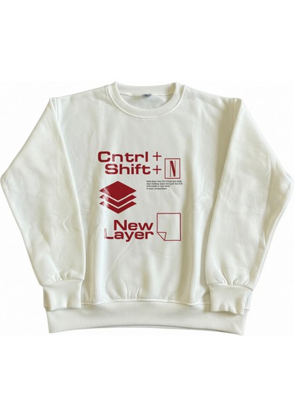 Erkek Bisiklet Yaka Photoshop New Layer Regular Fit Sweatshirt Nefes Alan Baskılı Pamuklu fiyatları