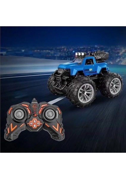 Oyuncak 4x4 Uzaktan Kumandalı Duman Atan 4 Çeker Motor Şarjlı Hız Vites Tuşlu Araba Buhar Atan Yüksek Teker Araba 15 Km/h Hız Mavi, Yeşil, Kırmızı (Mavi) modelleri