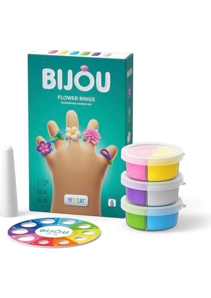 Hey Clay Çiçek Yüzükler - Çocuklar Için Hava ile Kuruyan Kil - 6 Kutu Kil Seti ve Şekillendirme Aletleri ile Eğlenceli ve Etkileşimli Talimatlar Uygulaması
