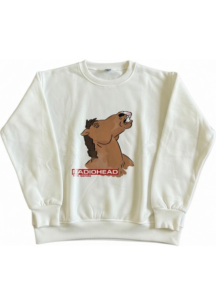 Kadın Bisiklet Yaka Radiohead Baskılı Sweatshirt Regular Fit Nefes Alan Baskılı Pamuklu fiyatları
