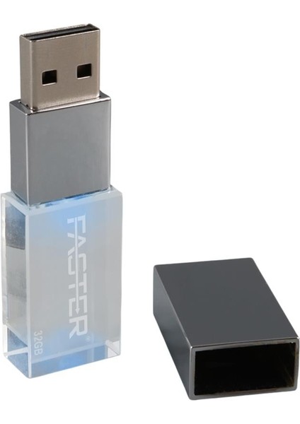 Faster 32 GB Mimi Serisi USB 3.0 Yüksek Hızlı Mavi Işıklı Metal Flash Bellek modelleri