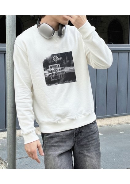Erkek Bisiklet Yaka Opeth Regular Fit Sweatshirt Nefes Alan Baskılı Pamuklu Rahat