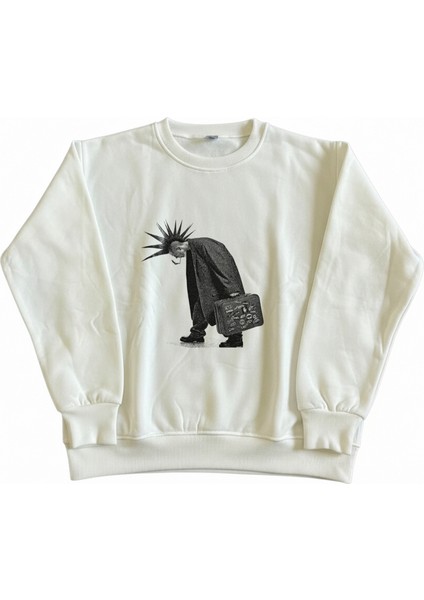 Erkek Bisiklet Yaka Punk Kafa Regular Fit Sweatshirt Nefes Alan Baskılı Pamuklu Rahat fiyatları