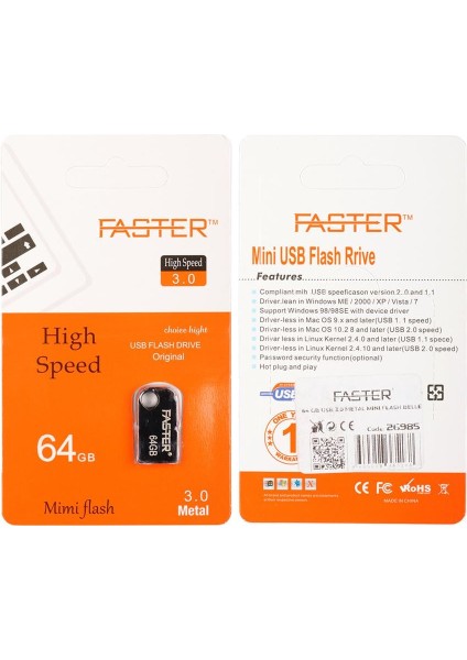 Faster 64 GB Mimi Serisi USB 3.0 Yüksek Hızlı Metal Flash Bellek fırsatları