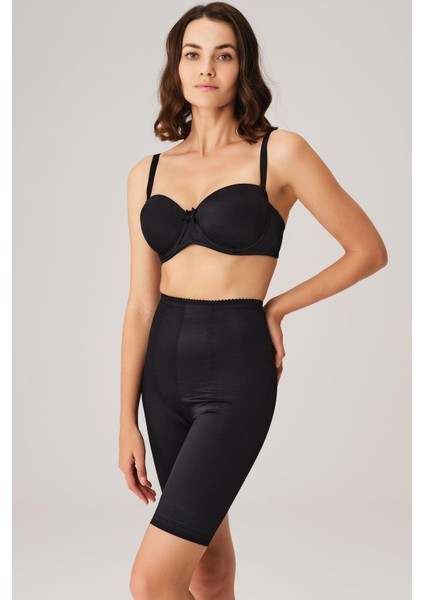 Toparlayıcı Bel ve Bacak Inceltici Dikişli Uzun Paçalı Orta Bel Sıkı Şort Korse