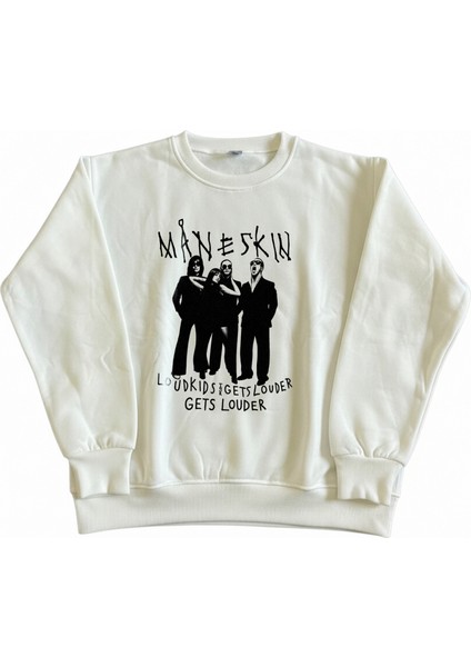 Kadın Bisiklet Yaka Maneskin Sweatshirt Regular Fit Nefes Alan Baskılı Pamuklu fiyatları