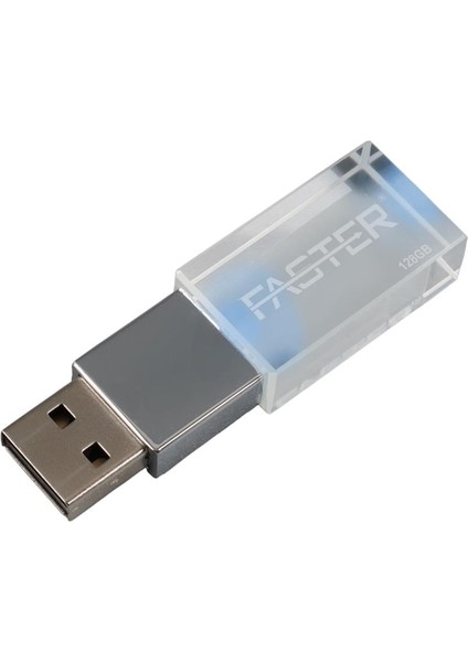 Faster 128 GB Mimi Serisi USB 3.0 Yüksek Hızlı Mavi Işıklı Metal Flash Bellek