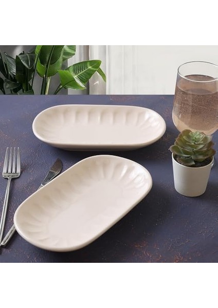Keramika Krem Kayık Tabak 22 cm 2 Adet 030 modelleri