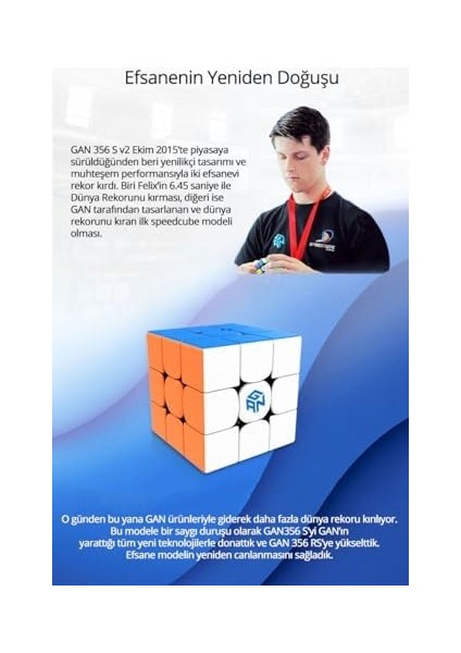 Gan 356 R S 3x3 Rubik Küp Zeka Küpü (Etiketsiz) Türkiye Resmi Satıcısı