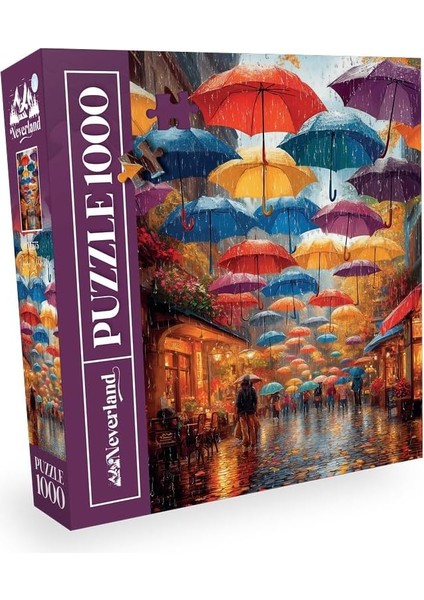 1000 Parça - Raıny Umbrella Street (Yağmurlu Şemsiyeli Sokak)