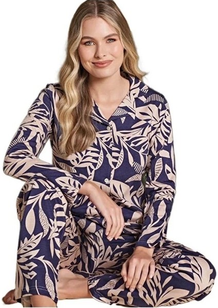 Yaren Collection Pamuklu Kadın Pijama Takımı Uzun Kollu Nefes Alan Esnek ve Konforlu Ev Giyim S/2xl