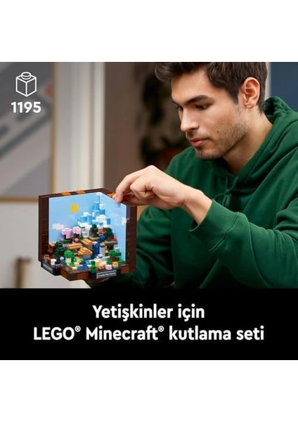 Minecraft Eşya Yapma Masası 21265 – Yetişkinler Için Yılbaşı Hediyesi Fikri, Steve, Alex, Iskelet, Cadı, Creeper, Köylü, Inek ve Domuz Mikro Figürleri Içeren Model Yapım Seti (1195 Parça)