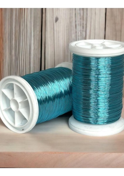 Filografi 0.30MM (100GR - 150M) Bakır Üstü Gümüş Kaplı Açık Mavi Renkli Filografi Teli modelleri