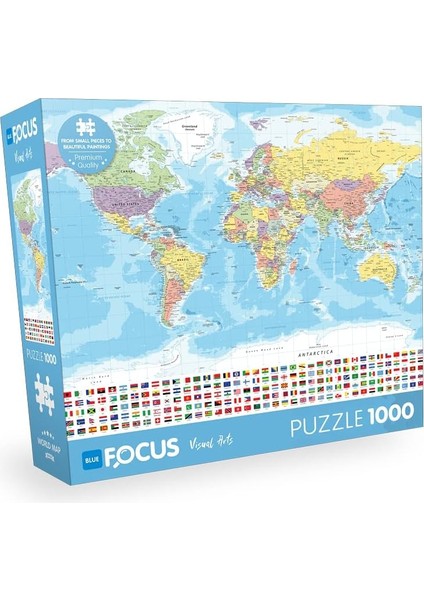 Blue Focus 1000 Parça - World Map (Dünya Haritası)