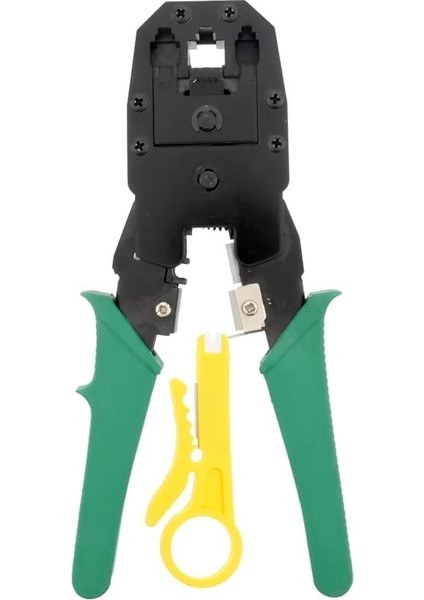 3’lü Modüler Irtibat – 4p-4c, 6p-6c ve 8p-8c RJ12 Ethernet Kablo Jak Çakma, Ağ ve Telefon Kablosu Sıkma Aracı-Kablo Soyucu Hediyeli-Asorti Renk