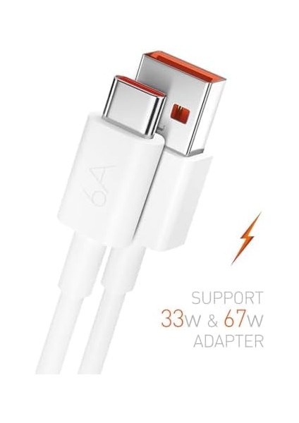 Type-C To Usb-A, Pd, 67 Watt, 6 Amper, 1 Metre, Şarj Data Kablosu, M6,,