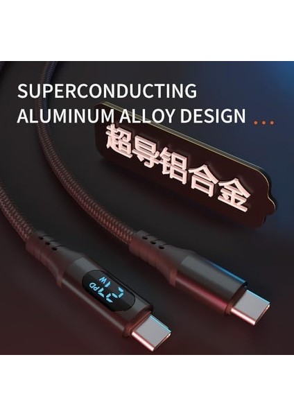 PD60W Hızlı Şarj Kablosu, LED Ekranlı, 480MBPS Type-C To Type-C Kablo, USB C - USB C Erkek - Erkek Kablo Tip C To Tip C 1 Metre U05CC3 fiyatları