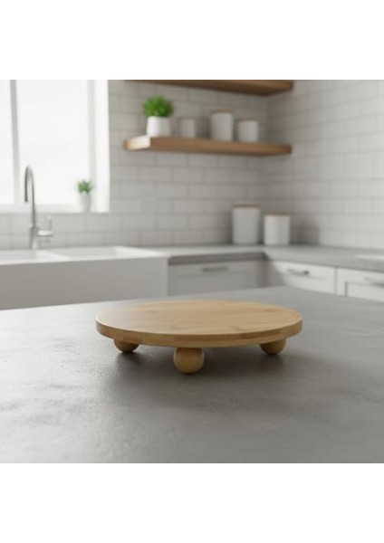 Bambu Top Ayaklı Yuvarlak Sunumluk – 25CM Çap Seçenekli Doğal Ahşap Servis Tabağı | Peynir, Meze, Kek Standı, Kahvaltı ve Charcuterie Board | Yükseltilmiş Masaüstü Tepsi (25 Cm) fiyatları