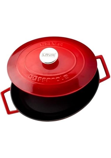 Metal Oval Döküm Tencere, 29 Cm, 4.67 L Hacim, Kırmızı