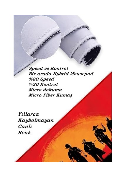 Red Redemption Oyun Gaming Klavye Mouse Pad Masa Matı 70X30 cm