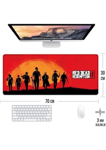 Red Redemption Oyun Gaming Klavye Mouse Pad Masa Matı 70X30 cm modelleri