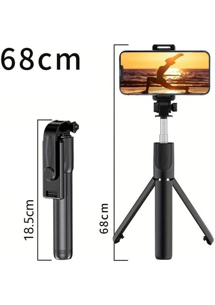 GA66 3in1 Bluetooth Selfie Çubuğu Canlı Yayın Standı Telefon Tutucu Katlanabilir Genişletilebilir Deklanşörlü Monopod