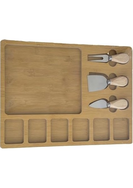 Ahşap Peynir Servis Seti ve 3 Peynir Bıçağı