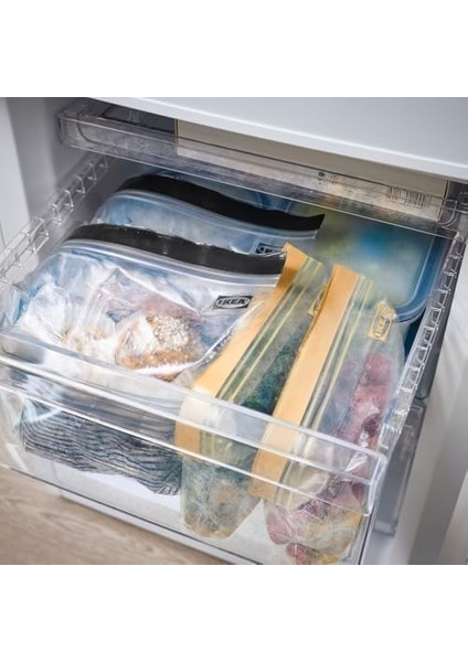 Orta Boy Yeniden Kullanılabilir Gıda Torbaları, Çift Mühürlü, 1,2 ve 2,5 Litre, Siyah Çizgili/sarı Yaprak - 100 Torba Seti fiyatları