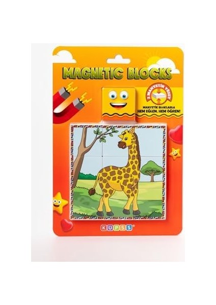 Manyetik Blok Çift Taraflı 9 Parçalı Mıknatıslı Puzzle 2 Görsel -Fil Yapboz
