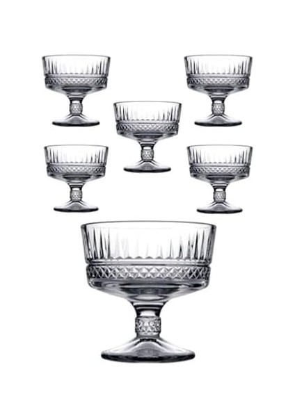 6&apos;lı Orjinal Ayaklı Kristal Tatlı Dondurma Sunum Kase Puding Tabağı modelleri