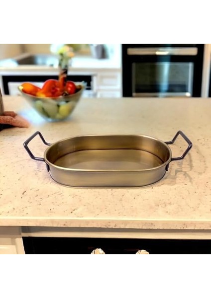 28CM Kaplama Lüks Galvaniz Metal Boyalı Oval Tepsi Zarafet ve Dayanıklılığı Buluşturuyor
