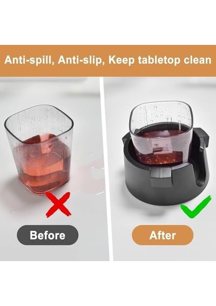 Masa Bardaklığı, Dökülmeyi Önleyen Yaylı Tasarım, Yapışkan Tabanlı Ayarlanabilir, Devrilmeyen Bardak Tutucu, Masa, Ofis, Karavan, Tekne ve Dış Mekan Kullanımı Için (Siyah)