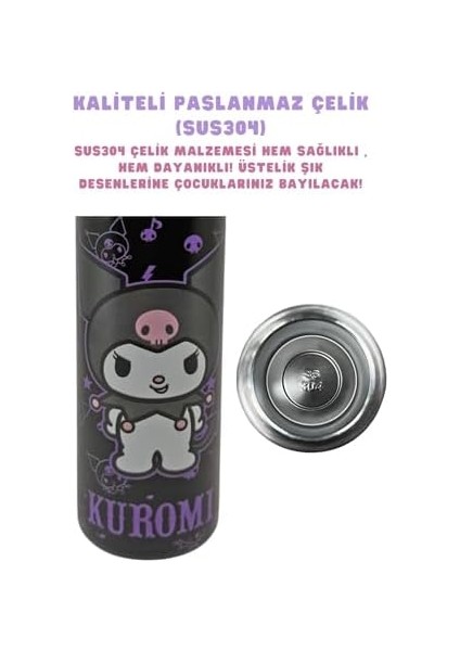 600ML Temalı Lisanslı Pipetli Kilitlenebilir Kapak Paslanmaz Çelik Termos Matara (Siyah) fiyatları