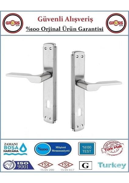 İç Oda Kapı Kolu - Mat Nikel - 1 Takım Ön ve Arka