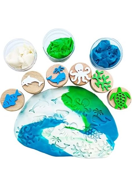 Deniz Canlıları Ahşap Damga Seti 6 Adet Damga modelleri