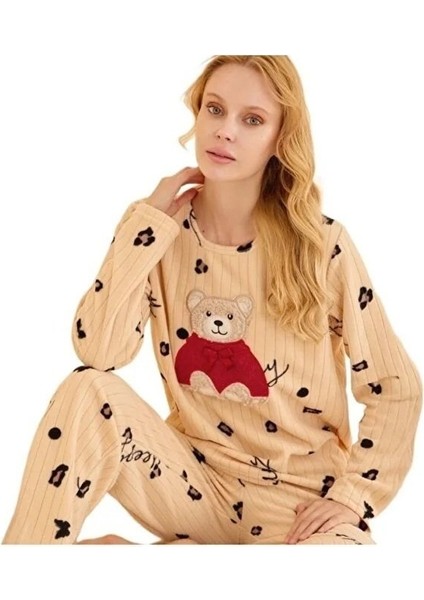 Serel Collection Kadın Pijama Takımı Sıcak Tutan Yumuşak Dokulu Uzun Kollu Konfor