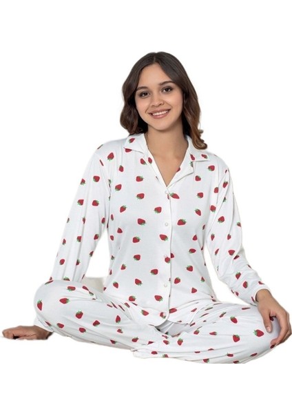 Yaren Collection Pamuklu Kadın Pijama Takımı Uzun Kollu Nefes Alan Esnek ve Konforlu Ev Giyim S/2xl