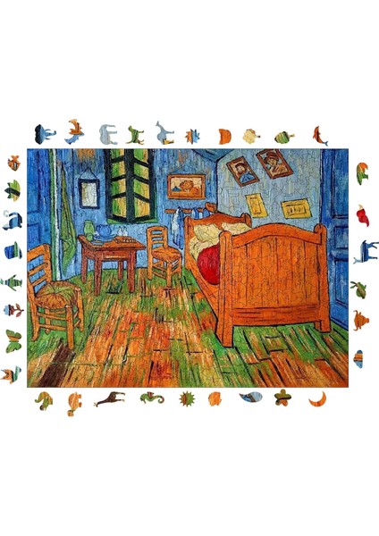 Pinecone - Ahşap Puzzle Yetişkinler Için - Van Gogh Arles&apos;teki Yatak Odası Benzersiz Parçalı Puzzle - 450 Parça Ahşap Yapboz - Yapıştırıcı Folyo Dahil - Dekoratif Ahşap Puzzle - 29X39 cm - R1-13